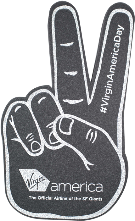 Virgin America Foam Hand - Sign Language Clipart (1000x712), Png Download