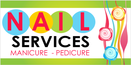 Nail Services Manicure And Pedicure Vinyl Banner Colorful - Graphic Design Clipart (560x560), Png Download