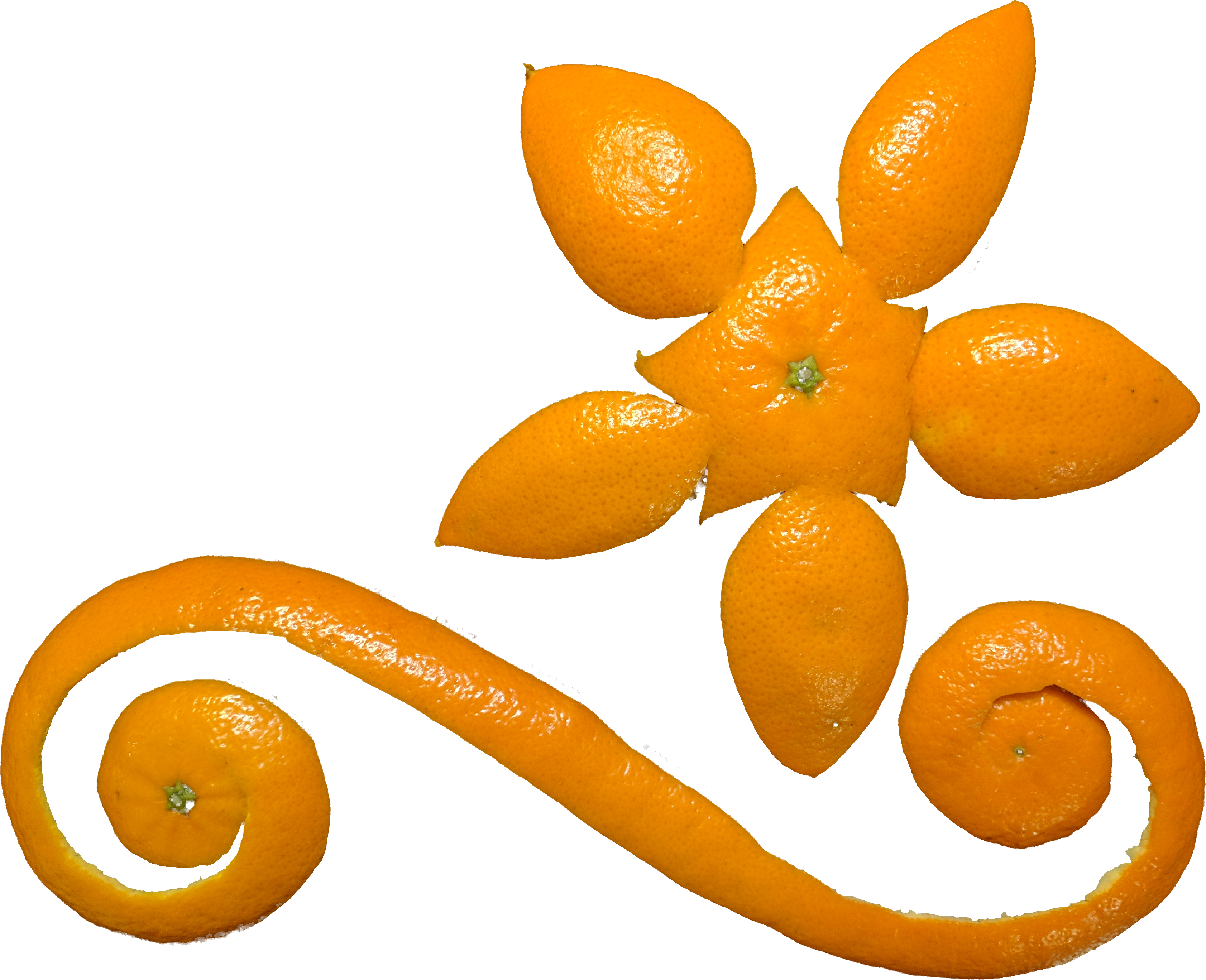 Orange Flower - Creative Orange Peel Design Clipart (3366x2736), Png Download
