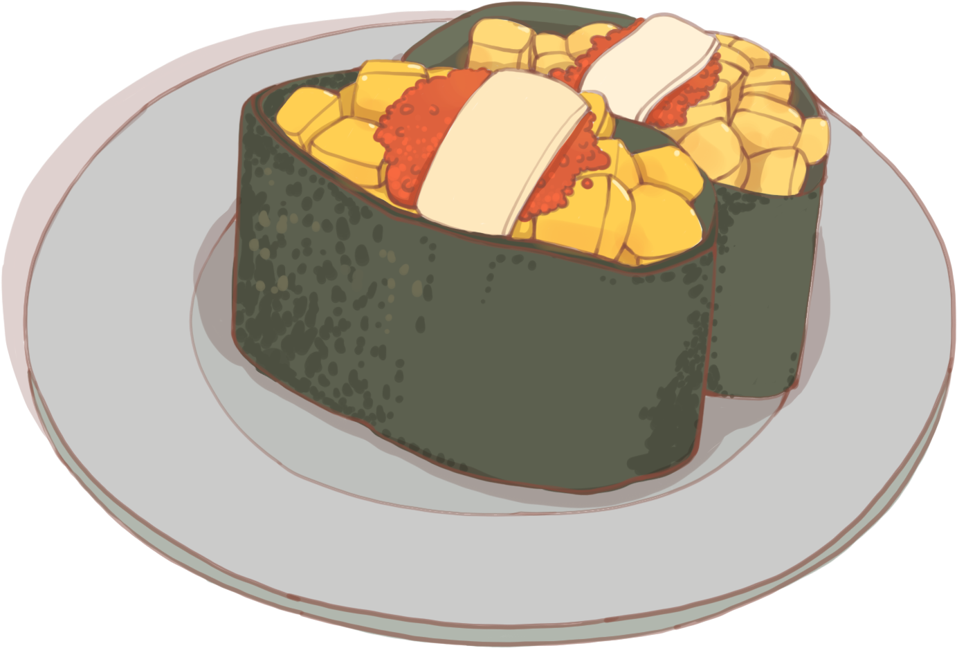 Hand Painted Food Sushi Warship Rolls Png And Psd - Food Clipart (2000x2000), Png Download