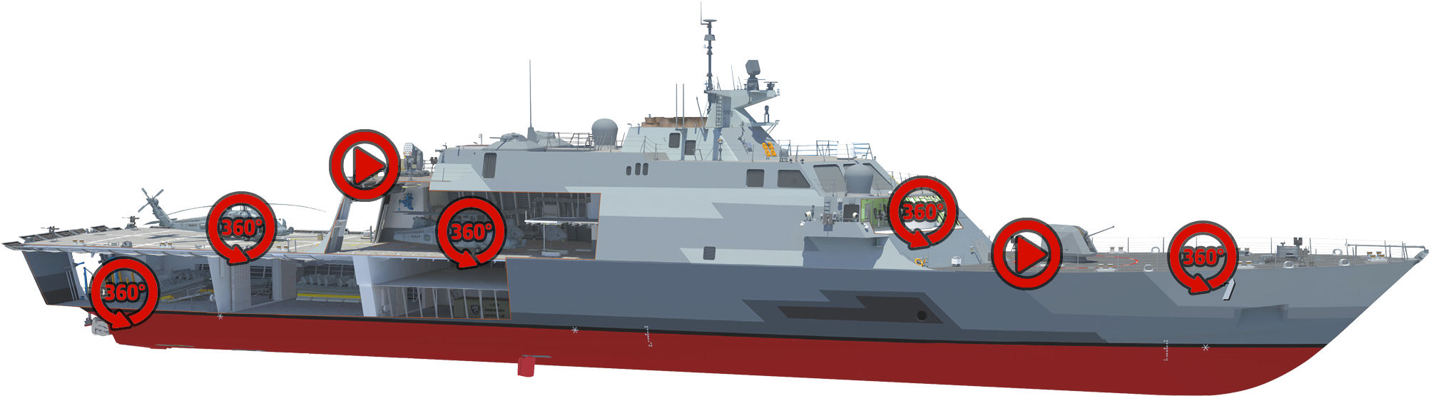 Uss Detroit Specifications - Freedom Class Lcs Cutaway Clipart (2048x607), Png Download
