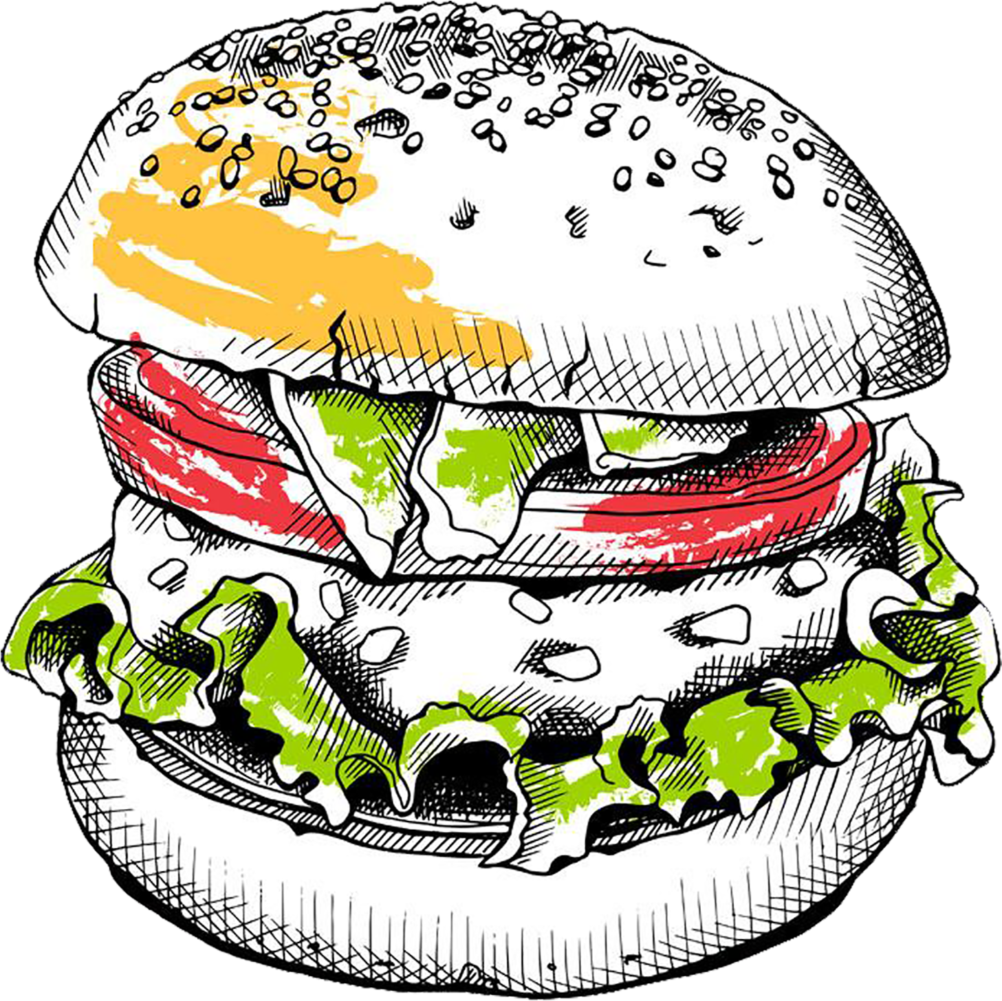 Backyard Burger Clipart , Png Download - Hamburger Vector Png Transparent Png (1457x1456), Png Download