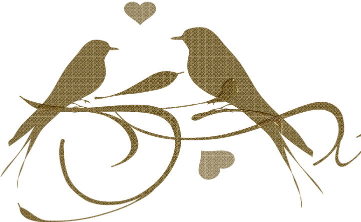 Birds Gold Abstract Branch Swirl Love Hearts - Love Birds Silhouette Clip Art - Png Download (720x720), Png Download