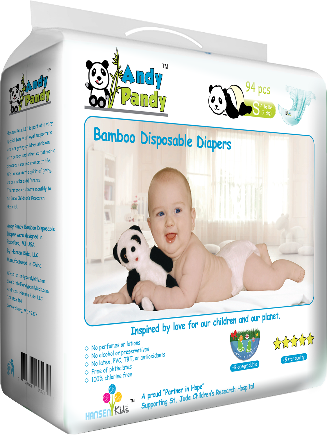 Premium Bamboo Disposable Diapers - Andy Pandy Biodegradable Bamboo Disposable Diapers Clipart (1125x1499), Png Download