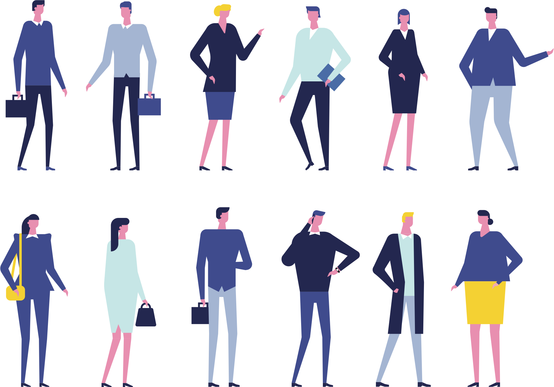 Business Characters Flat Illustration - Flat Design Clipart (1836x1284), Png Download