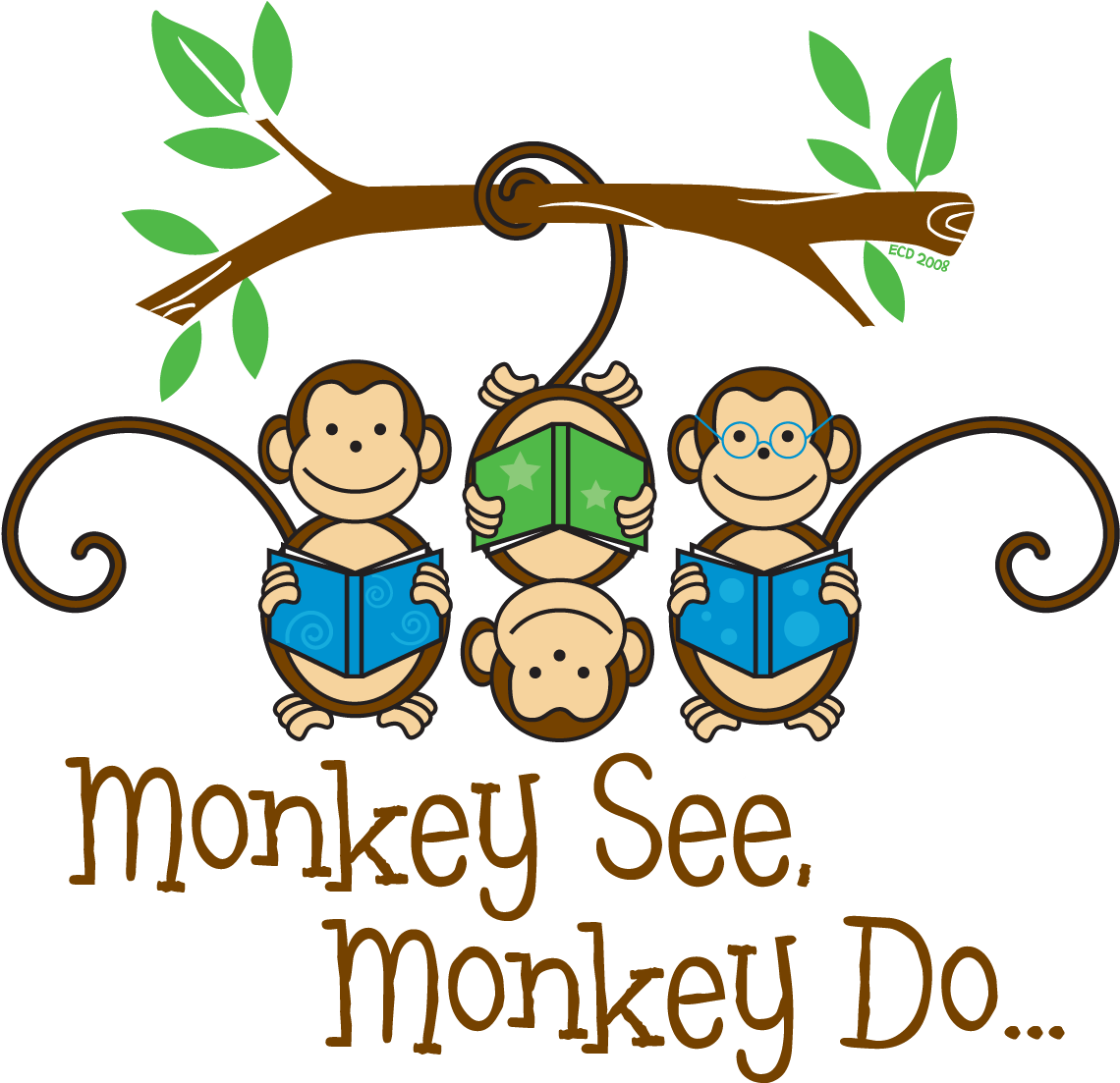 Monkey See Monkey Do Clipart (1189x1112), Png Download