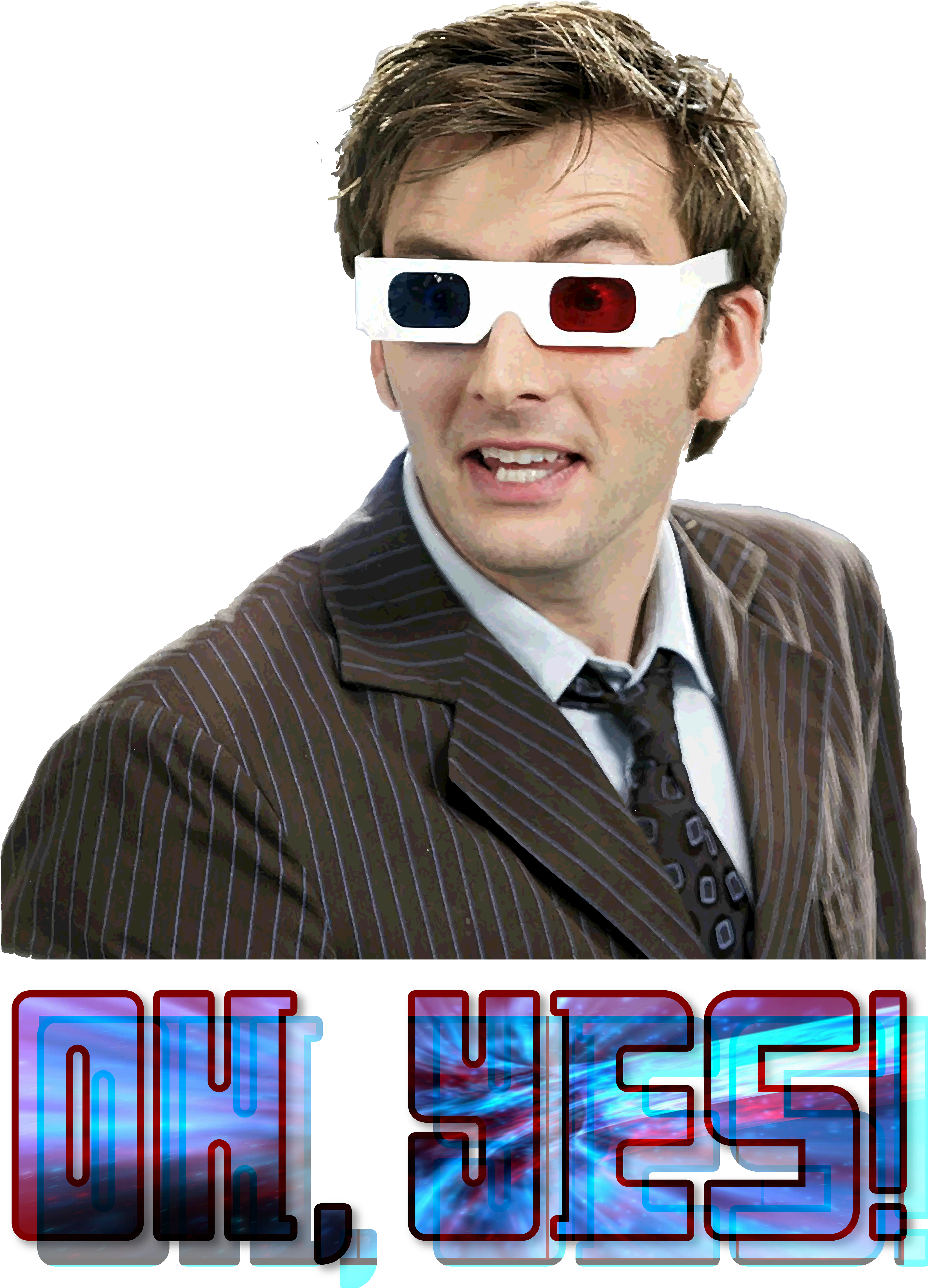 The 10th Doctor Digital Illustraion With Stereoscopic - David Tennant Doctor Who 3d Glasses Clipart (3840x5234), Png Download
