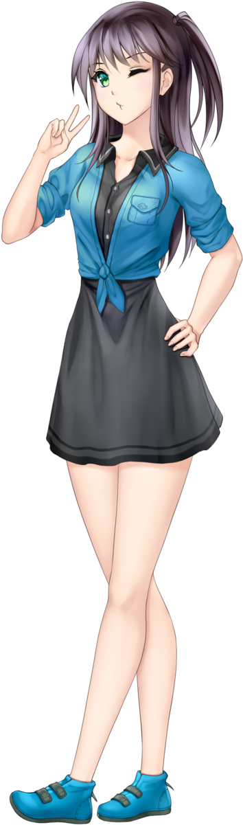 Anime Girl With Black Hair And Green Eyes - Anime Girl Wearing Dress Clipart (960x1280), Png Download