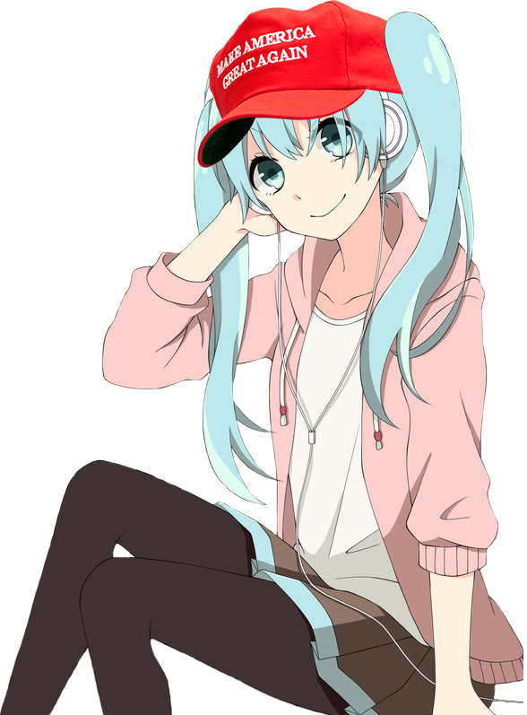 For - Make America Great Again Hat Anime Girl Clipart (588x797), Png Download
