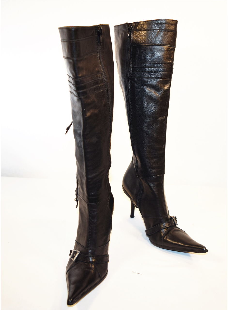 Charles David Belted Beauty Over The Knee Black Leather - Knee-high Boot Clipart (1280x1280), Png Download