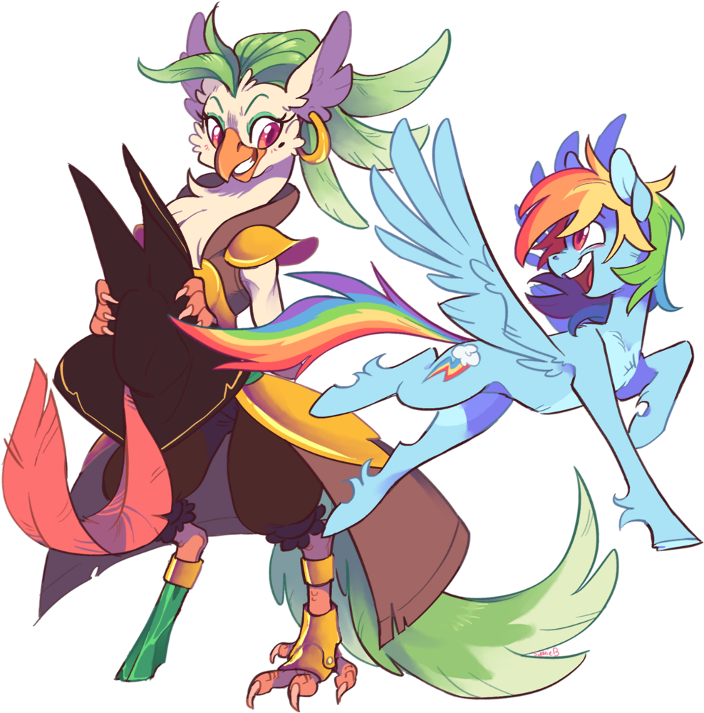 Amputee, Anthro, Artist - Mlp Captain Celaeno And Rainbow Dash Clipart (1069x1024), Png Download