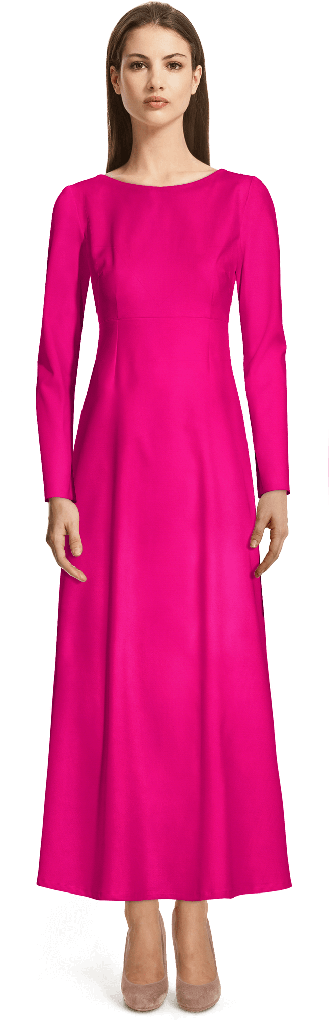 Pink High Waist Flare Maxi Dress - Female Tuxedo With Skirt Clipart (655x2100), Png Download