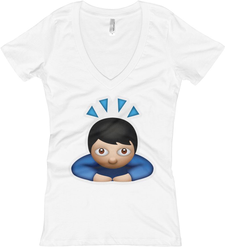 Women's Emoji V-neck - 🙇 Significado Clipart (1000x1000), Png Download