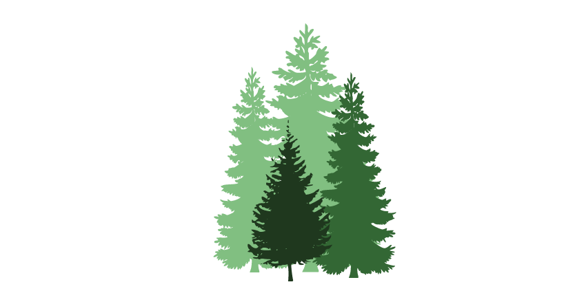 Silhouette Pine Tree Clipart Black And White - Png Download (834x439), Png Download