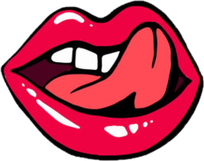 #lips #red #tongue #glossy #yum - Lusty Stickers Clipart (704x557), Png Download