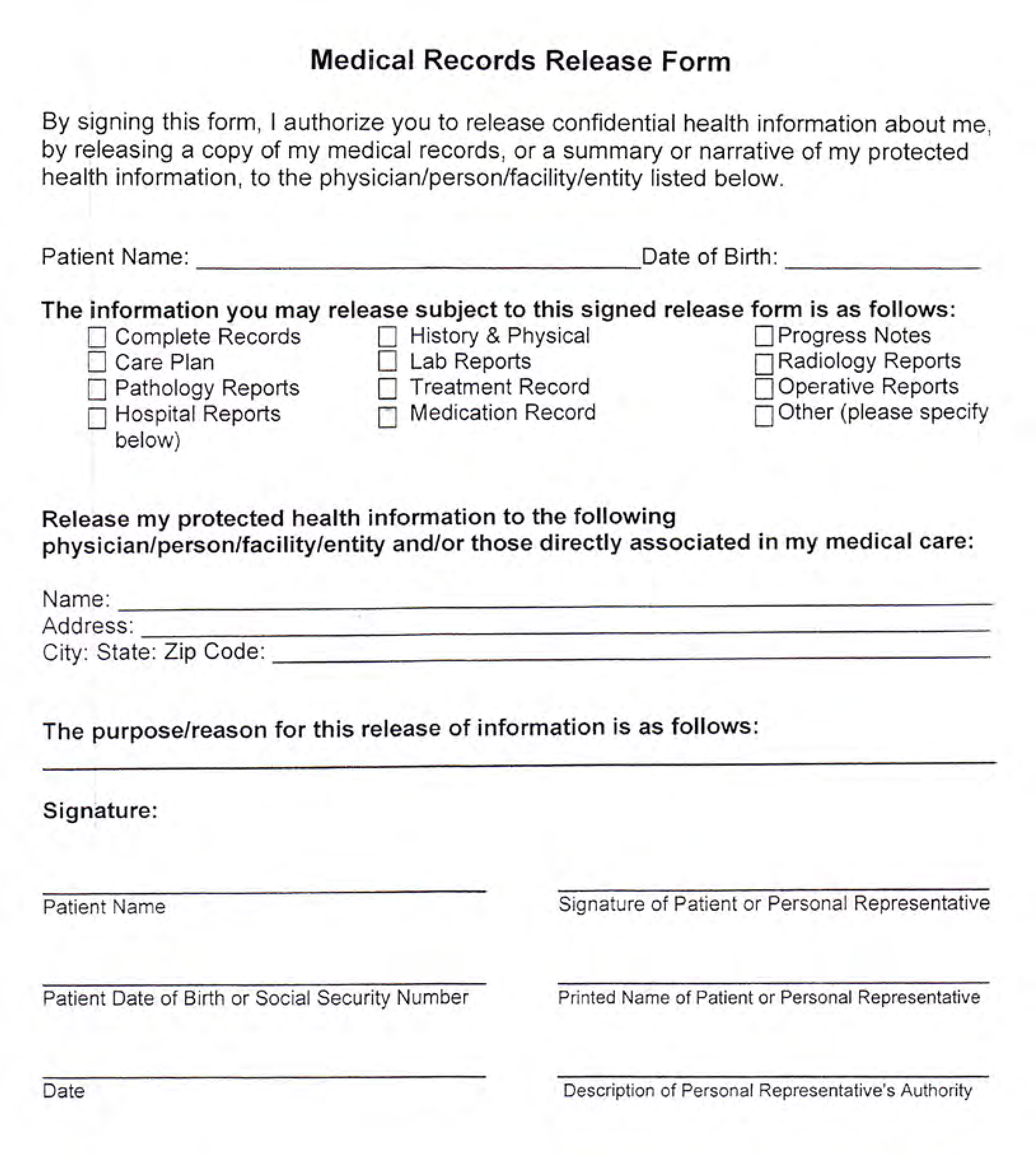Free Medical Records Release Form Templates At Clipart (2550x3300), Png Download
