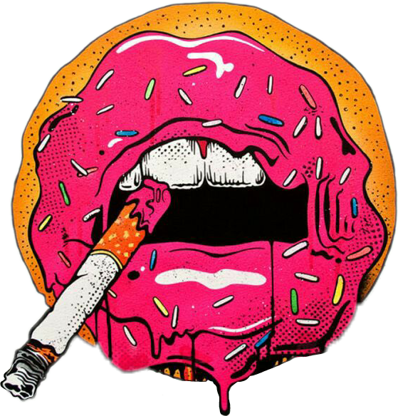 #mouth #donut #cigarrete #lipstickers - Pop Art Lips Smoke Clipart (559x584), Png Download