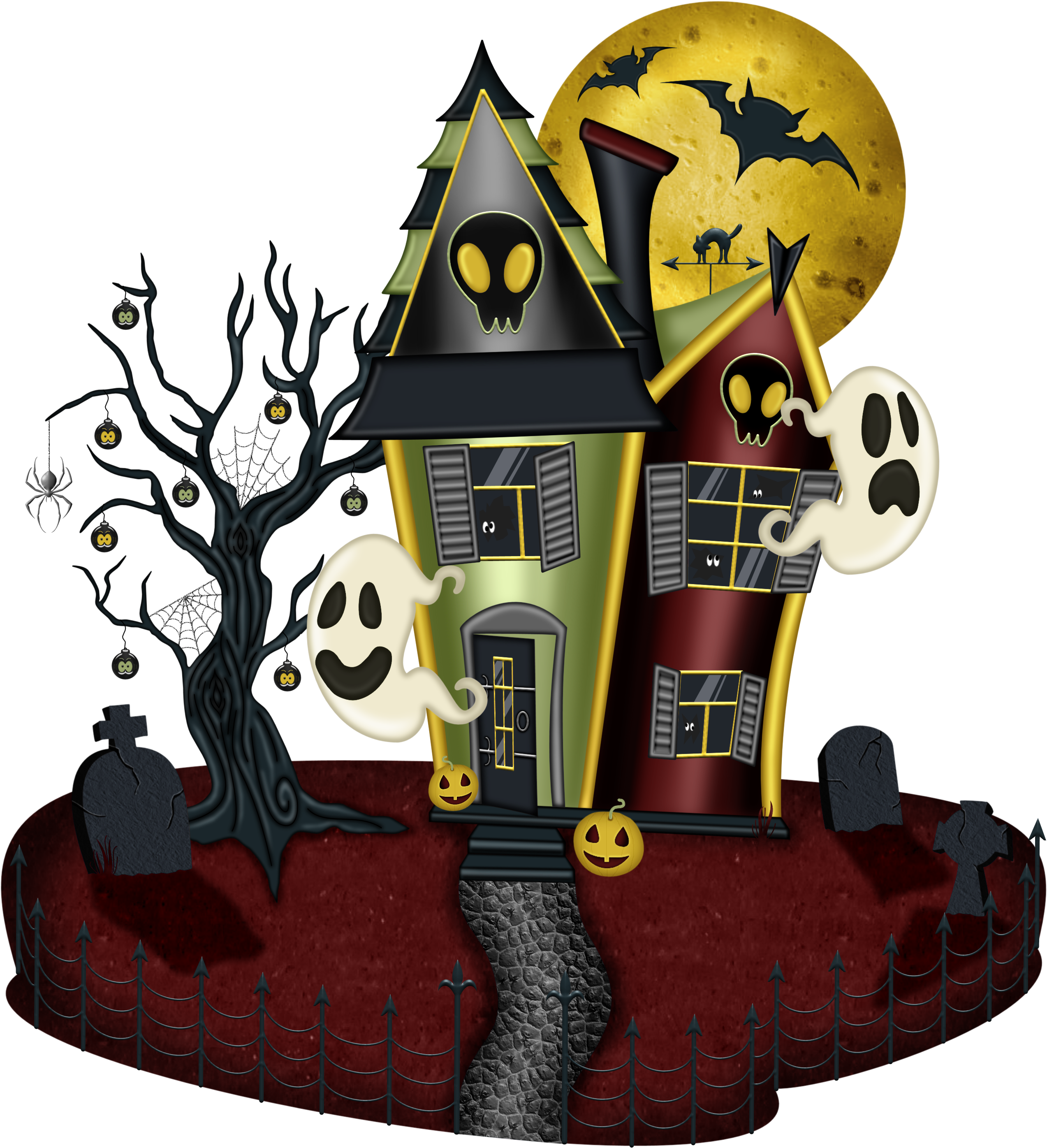Halloween House Png Large Picture - Halloween Haunted House Clipart Transparent Png (2683x2862), Png Download