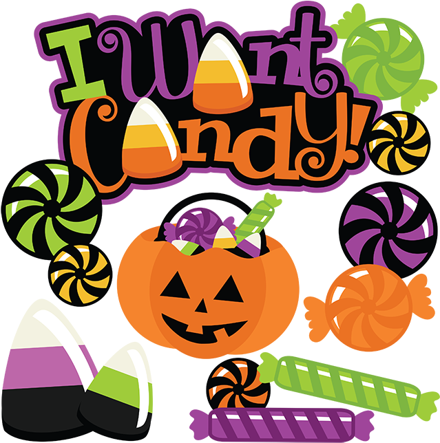 I Want Candy - Cute Halloween Candy Clip Art - Png Download (648x646), Png Download