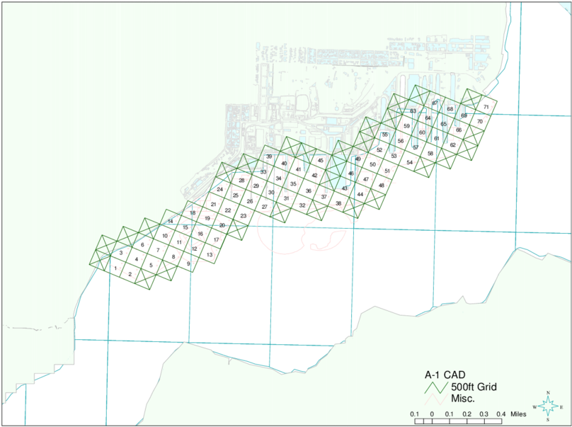 500-ft Monitoring Grids Within The Ou B Marine Boundary - Atlas Clipart (850x621), Png Download