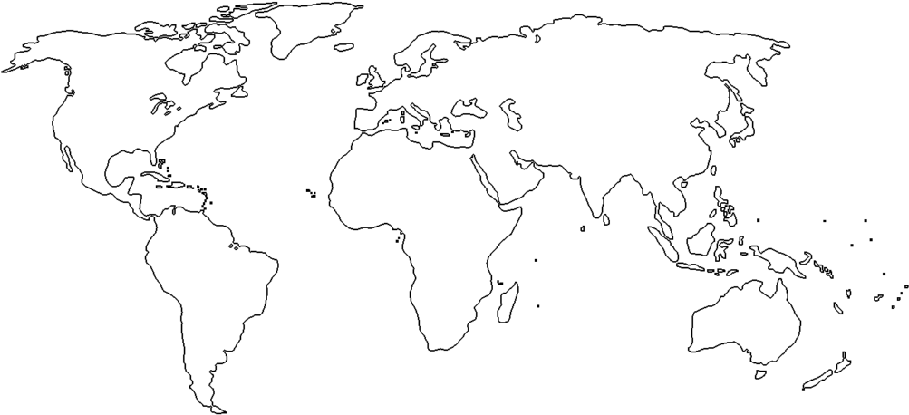 Handiwork Media - World Map Outline Jpeg Clipart (1024x474), Png Download