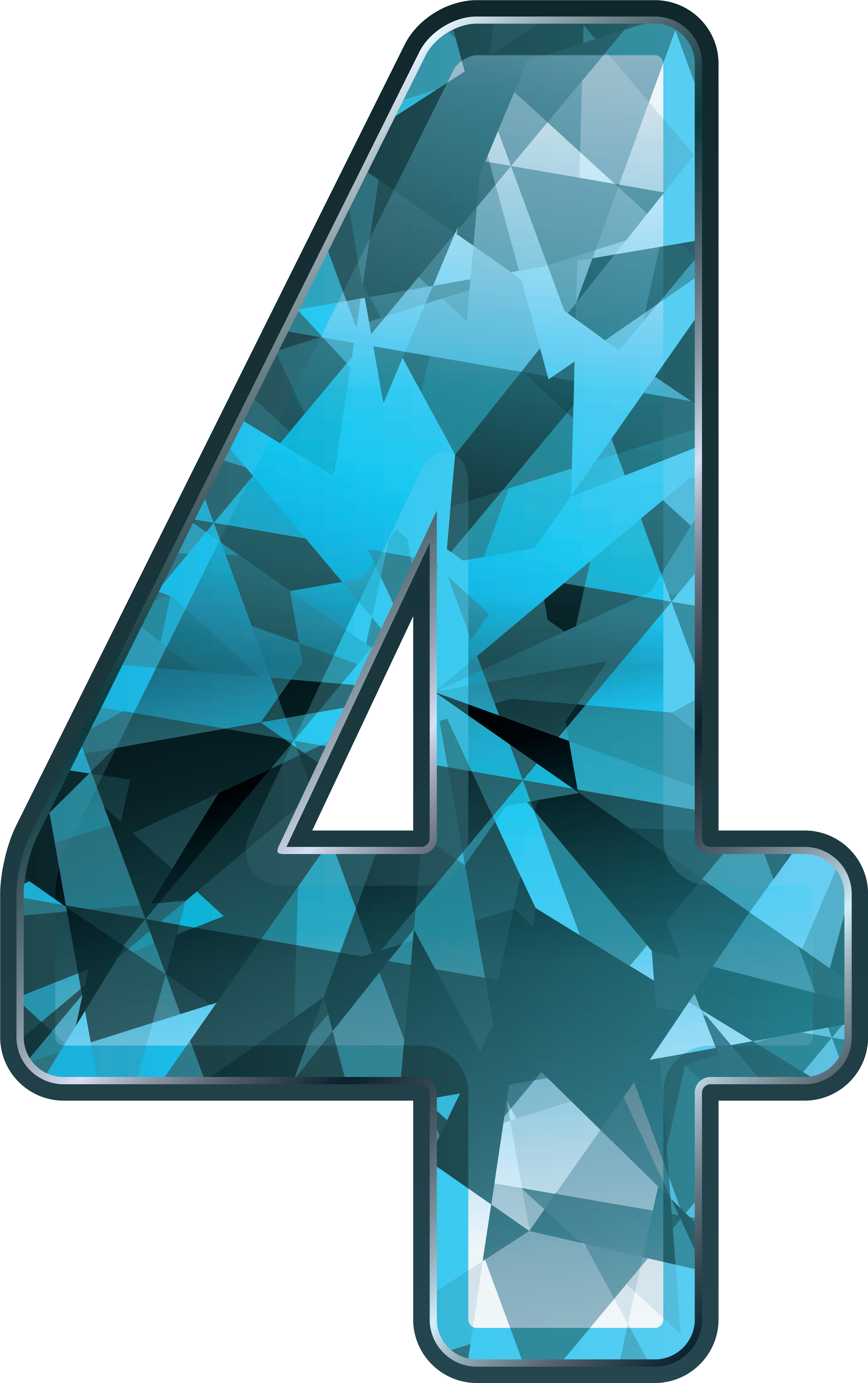 Blue Crystal Number Four Png Clipart Image - Blue Crystal Numbers Png Transparent Png (4752x7287), Png Download