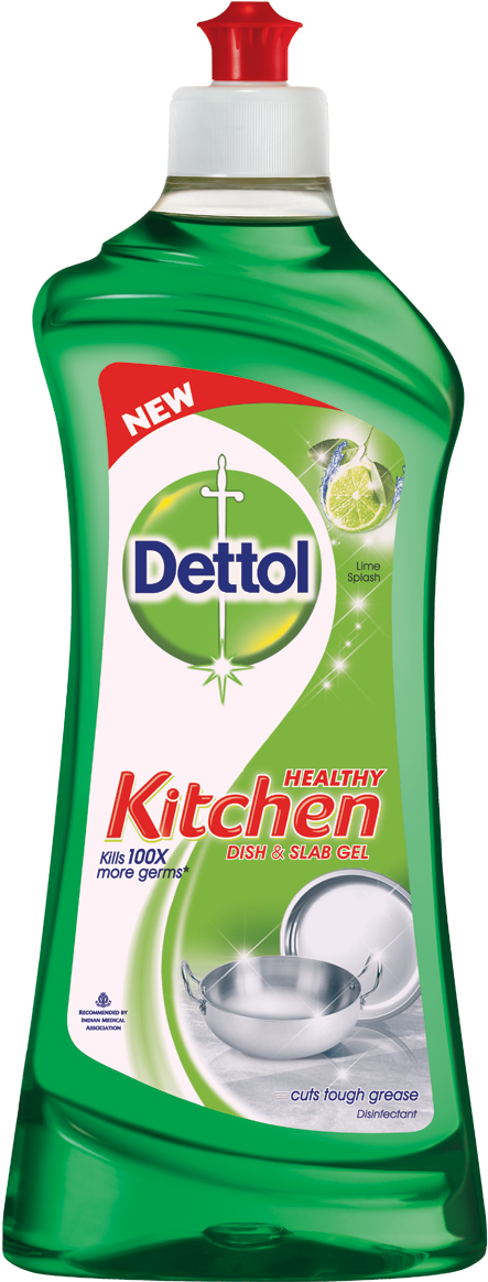 Dettol Healthy Kitchen Dish And Slab Gel - Dettol Lime Splash Kitchen Gel Clipart (1200x1200), Png Download