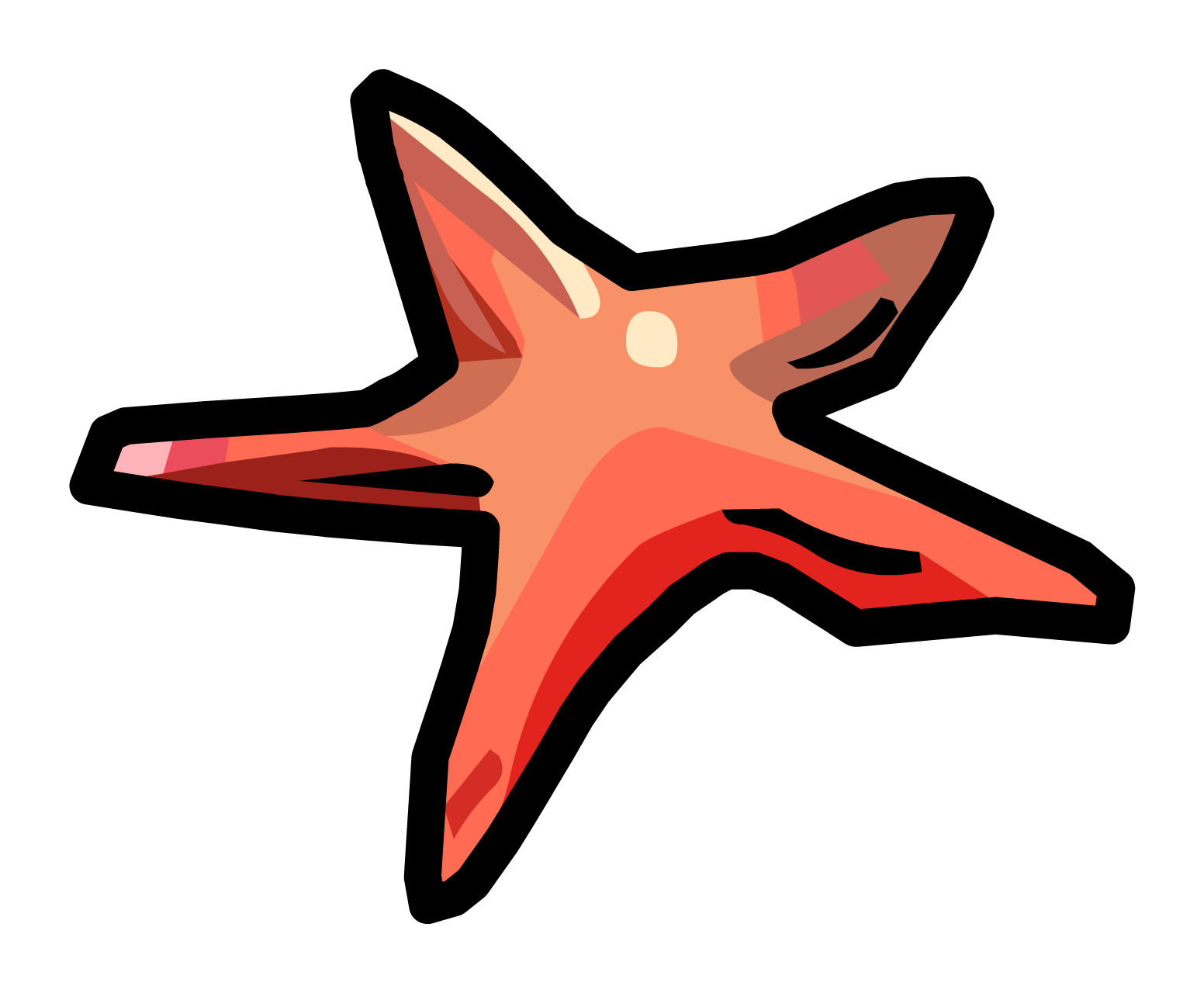 Club Penguin Starfish Pin Clipart (1552x1280), Png Download