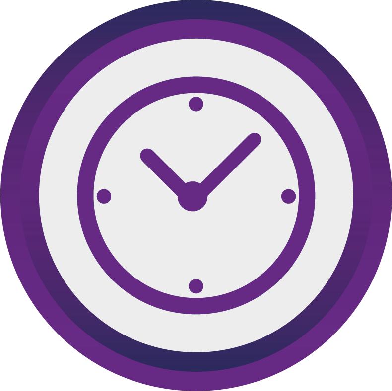 Purple Clock Icon - Reduce Time Icon Clipart (790x789), Png Download