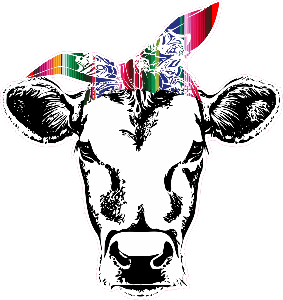 Cow With Bandana - Cow With Bandana Svg Clipart (966x1024), Png Download