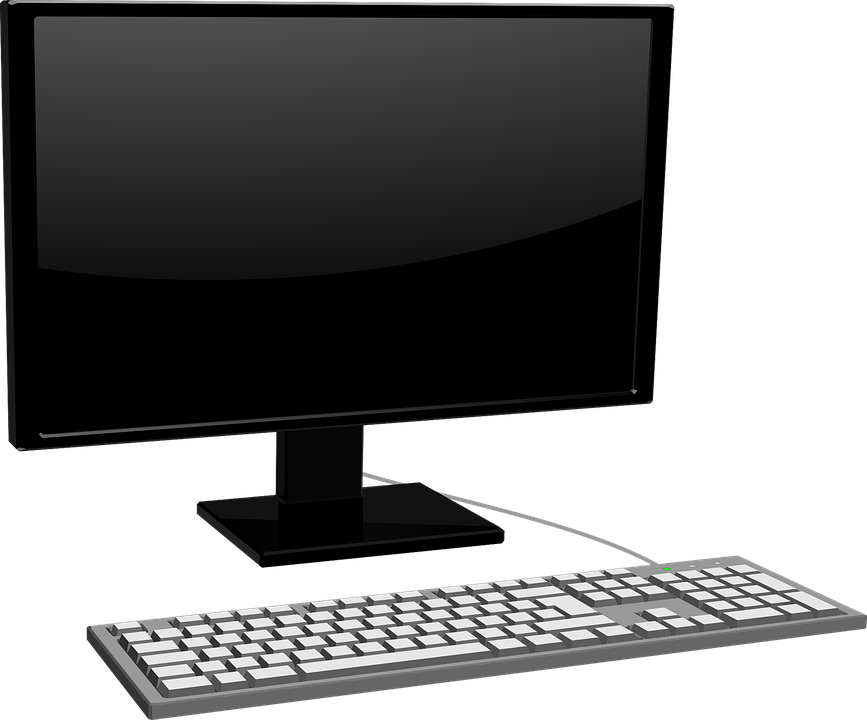 Cartoon Pc Png - Computer Screen Keyboard Png Clipart (867x720), Png Download