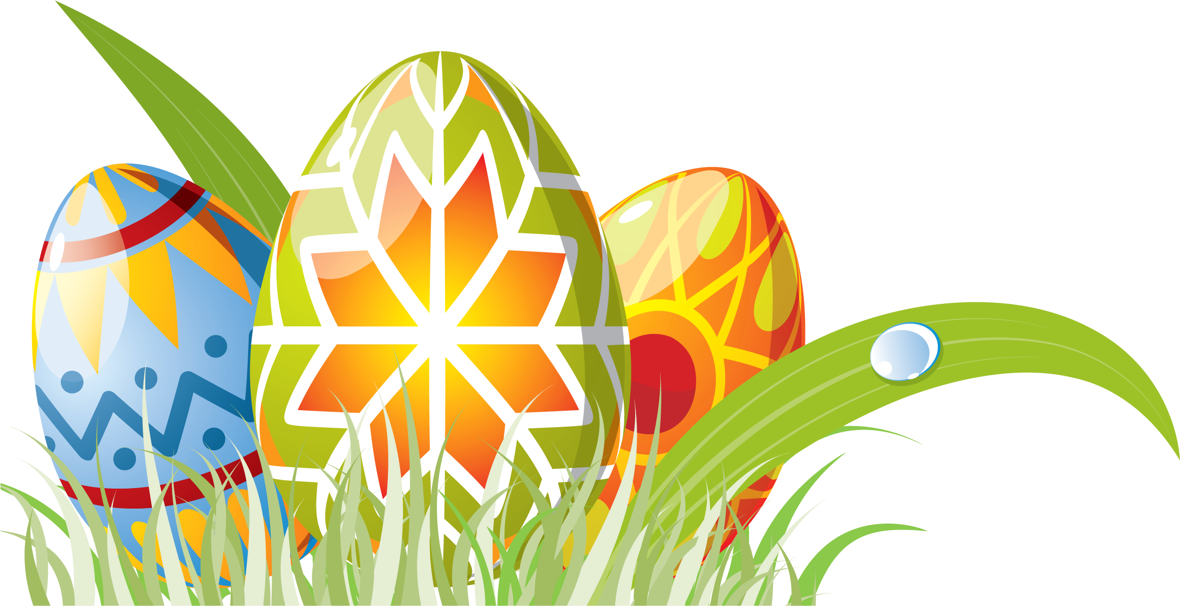 Easter Eggs With Grass Decoration Png Clipart - Easter Eggs In The Grass Clipart Png Transparent Png (2448x1357), Png Download