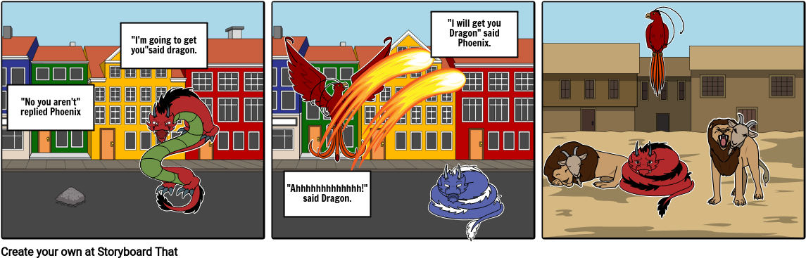 Dragon And Phoenix - Cartoon Clipart (1164x385), Png Download