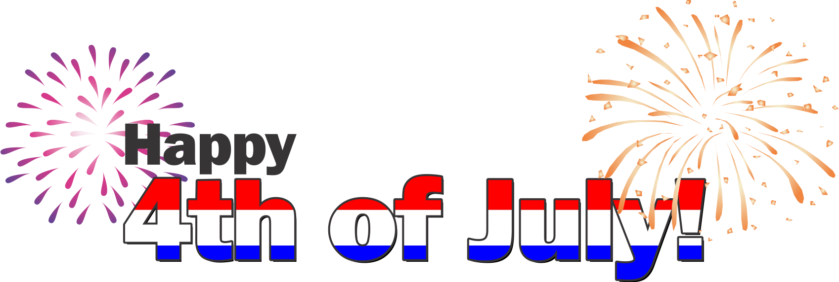 Happy 4th Of July Png - Happy 4th Of July Words Clipart (1697x572), Png Download