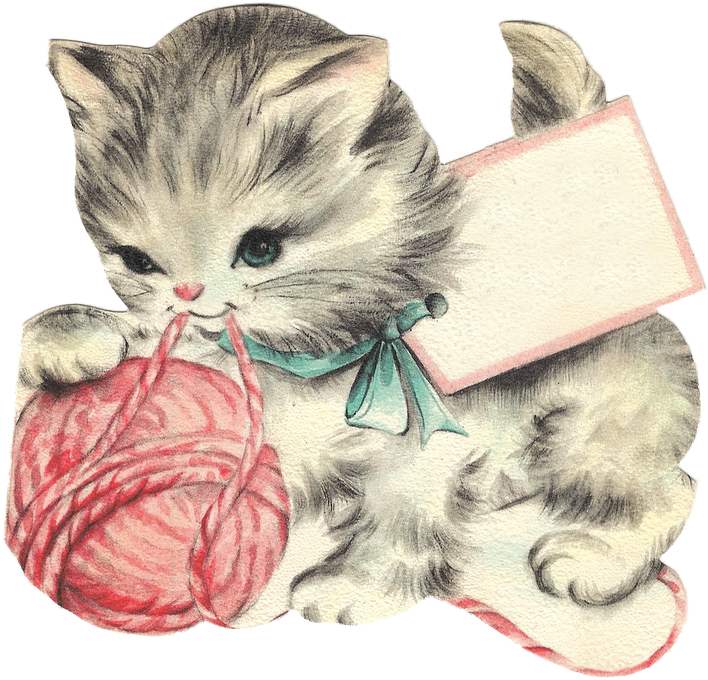 Hi Ya'll, Here's An Explosion Of Graphics For You, - Free Kitten Vintage Art Clipart (800x729), Png Download