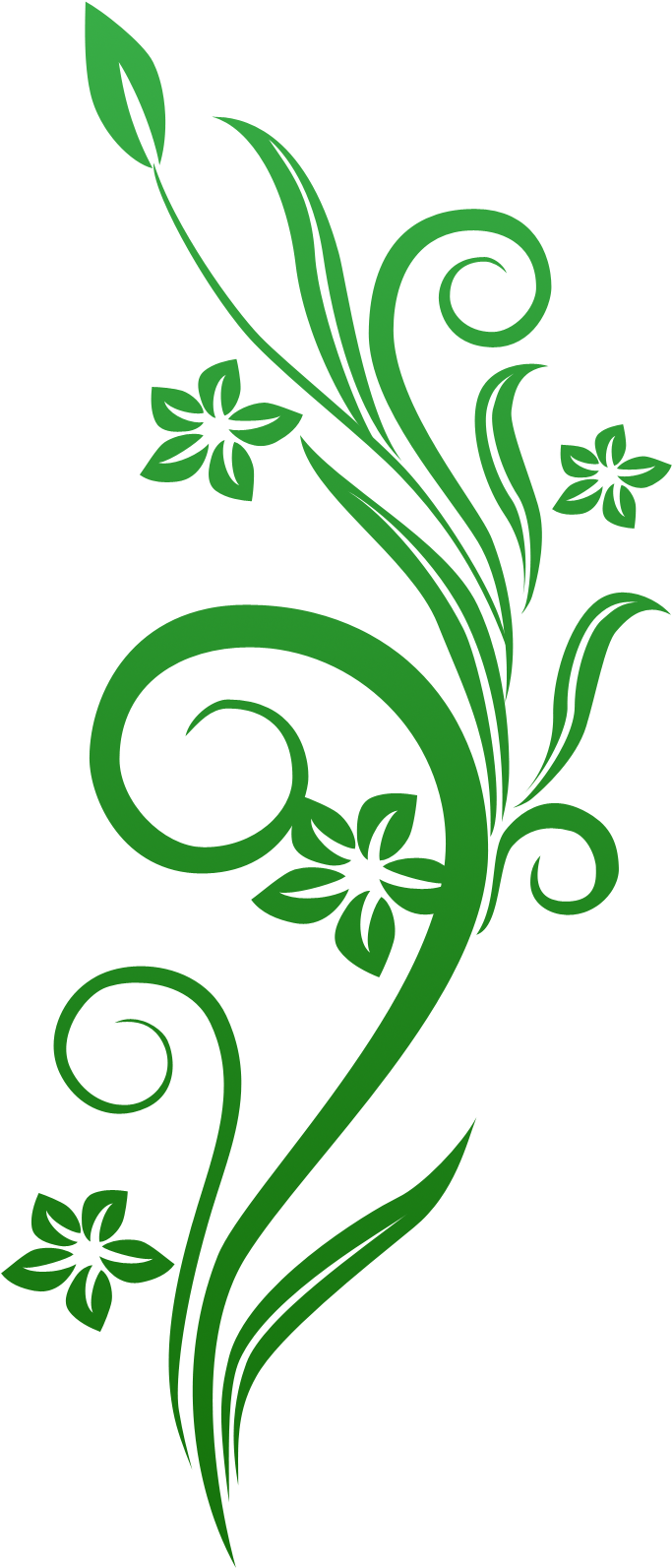 Flower Blue Swirl - Green Flower Vector Png Clipart (700x1600), Png Download