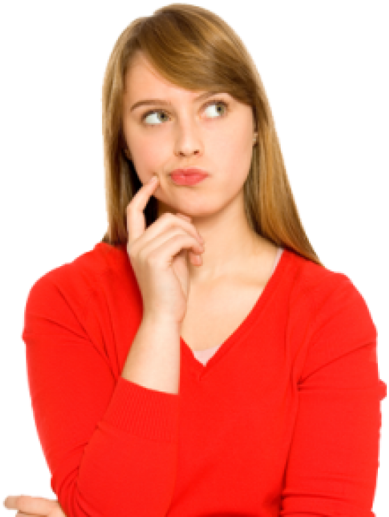 Thinking Woman Png Free Download - Woman Wondering Clipart (600x769), Png Download