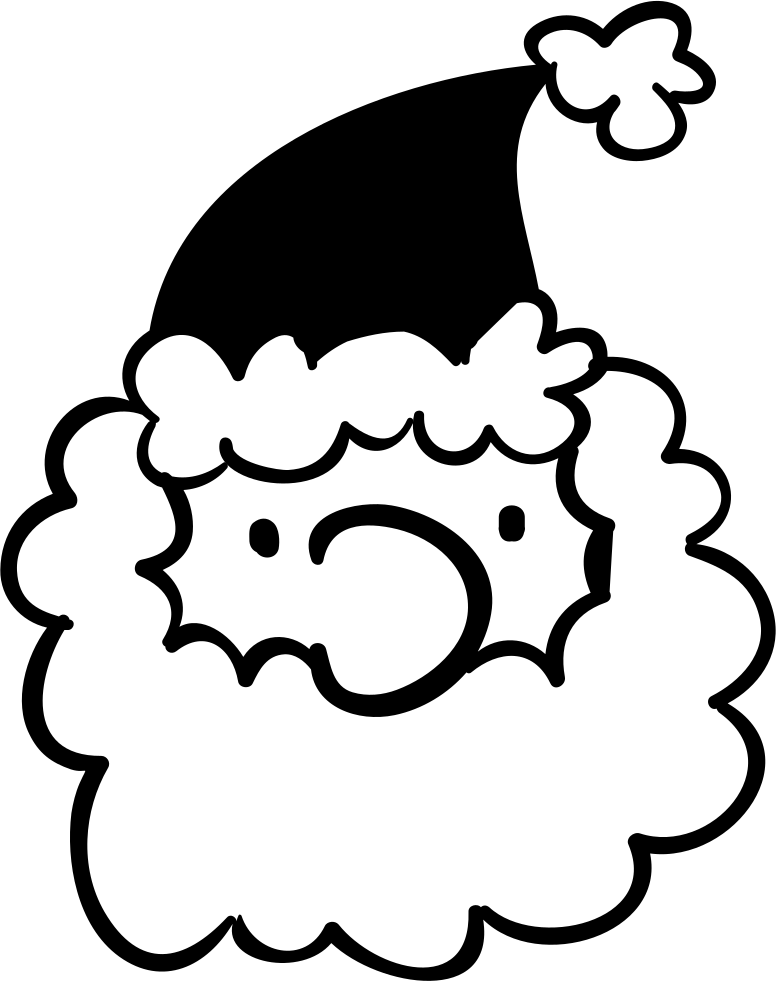 Santa's Head Wirh Curly Beard Comments - Santa Cartoon Black And White Clipart (776x981), Png Download