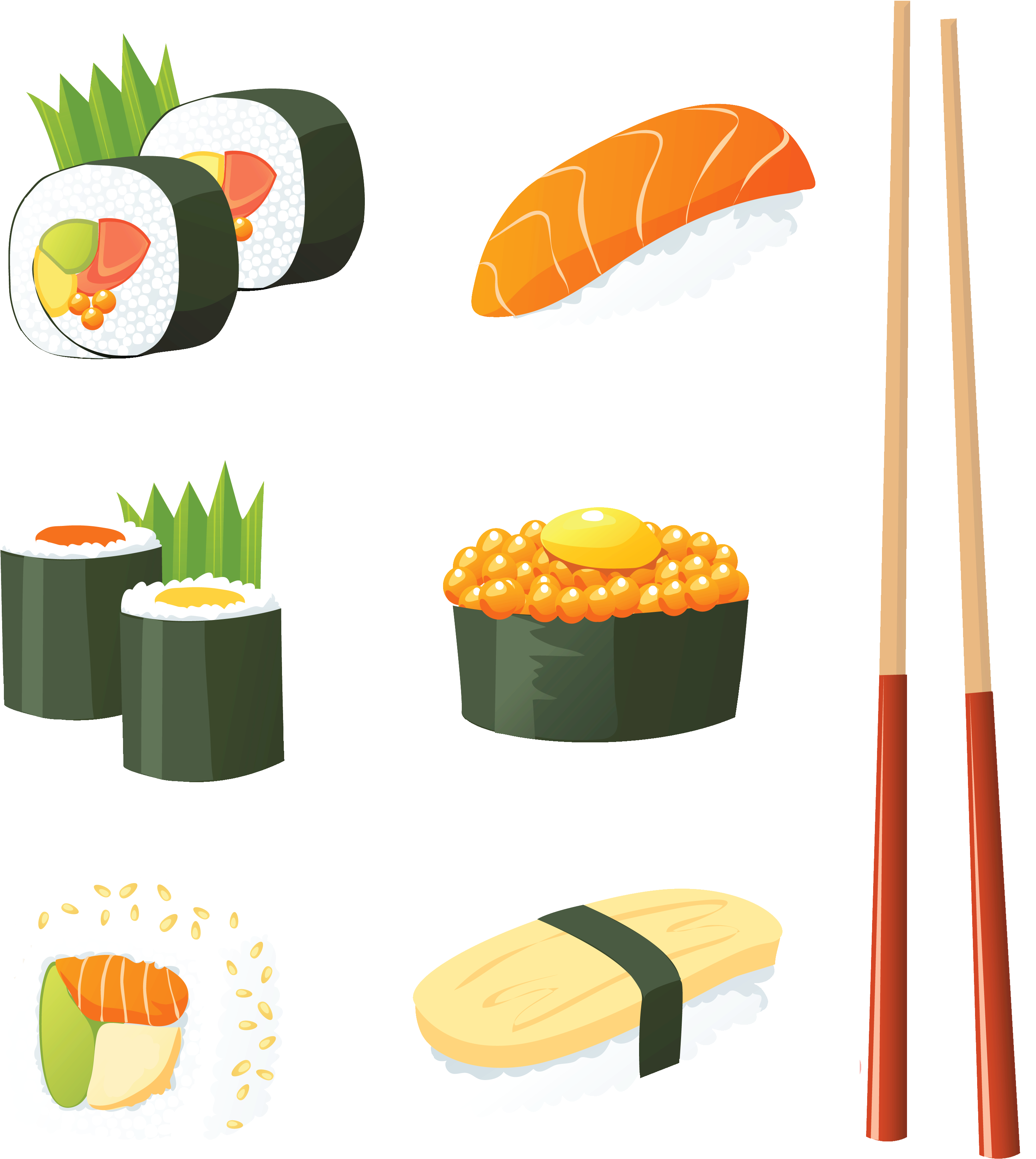 Japanese Sushi Png Vector Clipart - Sushi Vector Transparent Png (3122x3369), Png Download