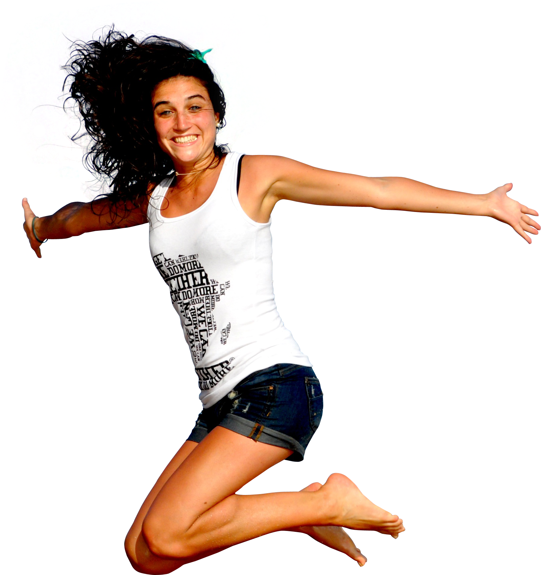 Happy Young Woman Jumping In The Sky Png Image - Happy Woman Jumping Png Clipart (2025x2024), Png Download