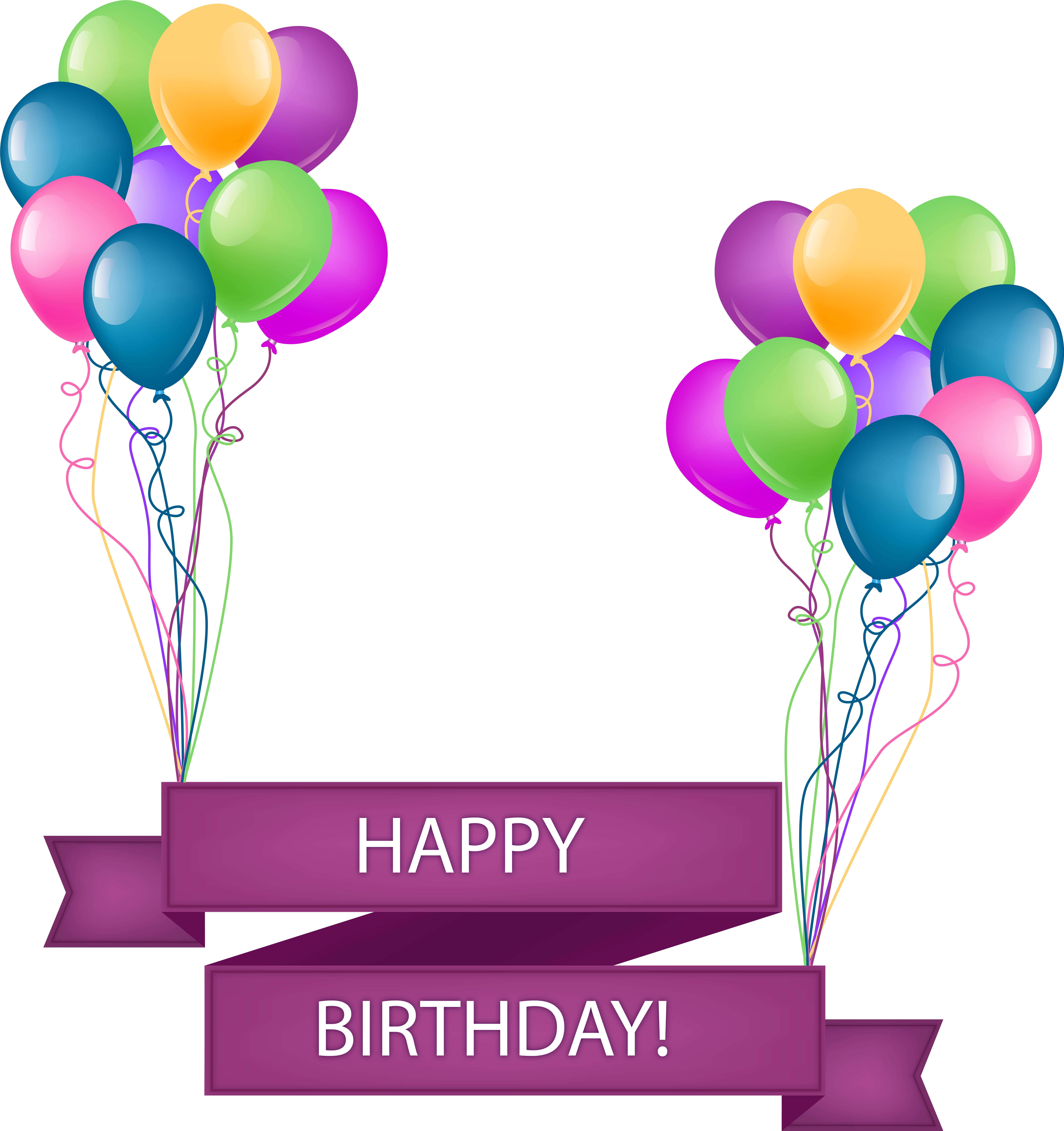 Happy Birthday Banner With Balloons Transparent Png Clipart (7710x8197), Png Download