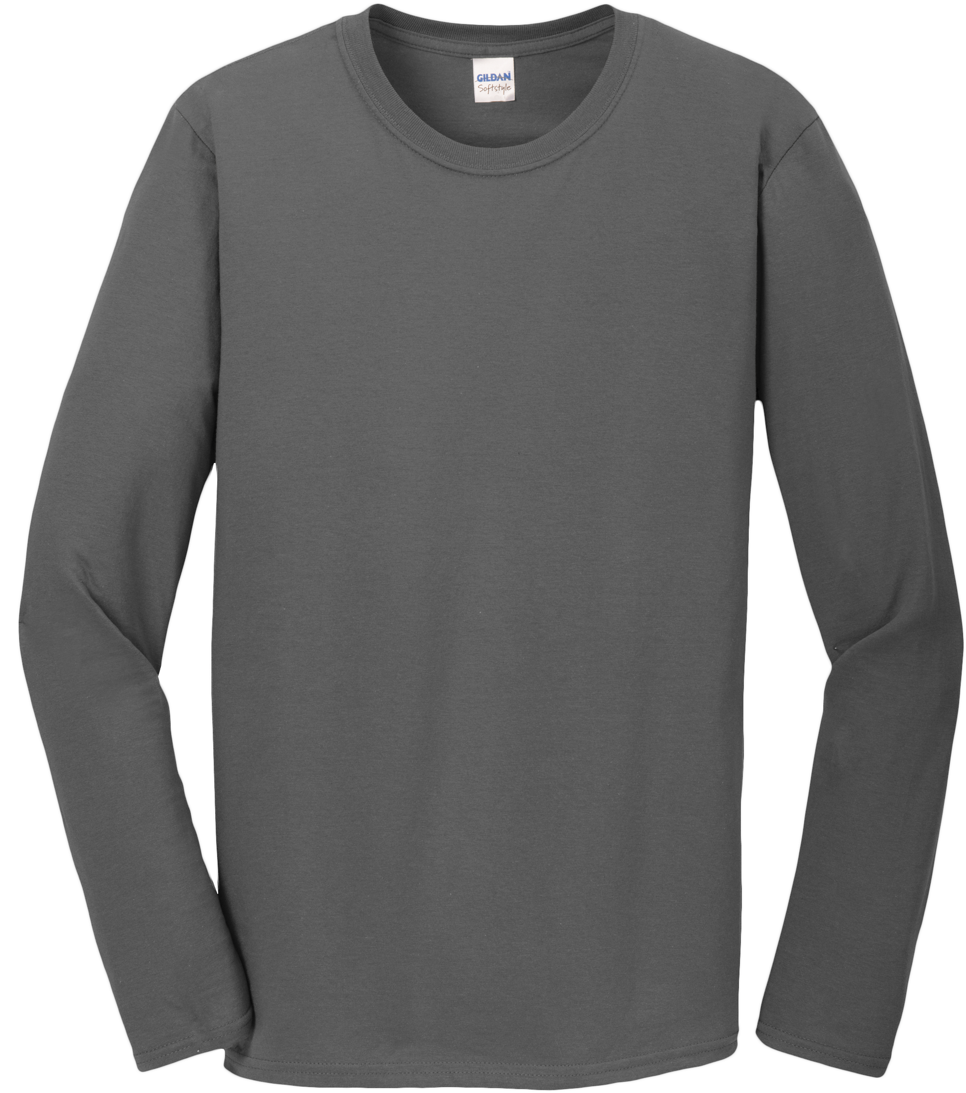 Softstyle ® Long Sleeve T Shirt - Gildan Charcoal Long Sleeve Tee Clipart (2416x2416), Png Download