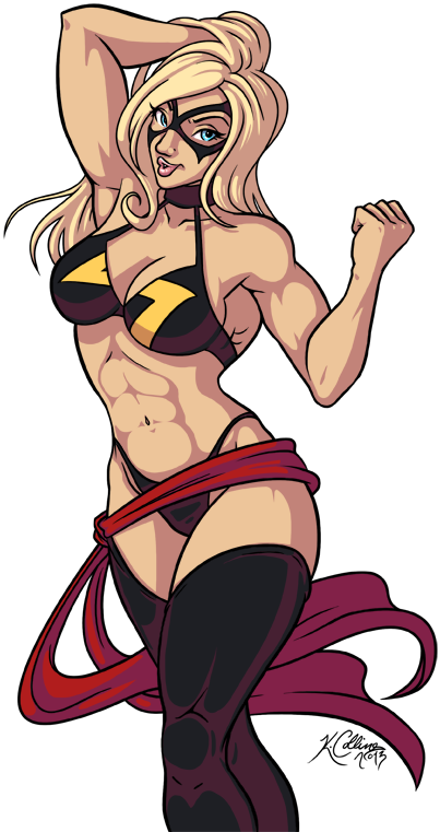 Captain Marvel, Photo Puzzle Game - Sexy Miss Marvel Muscle Clipart (595x842), Png Download