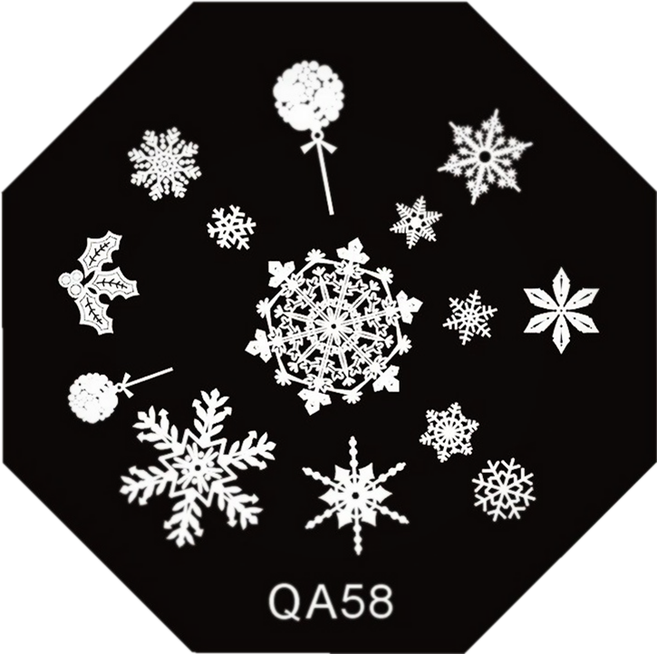 Snowflake Nail Art Stamp Plate Christmas Stamping Image - Christmas Nail Art With Stamp Clipart (725x722), Png Download