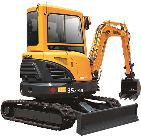 Hyundai Construction - Excavator Mini Hyundai Clipart (1000x514), Png Download