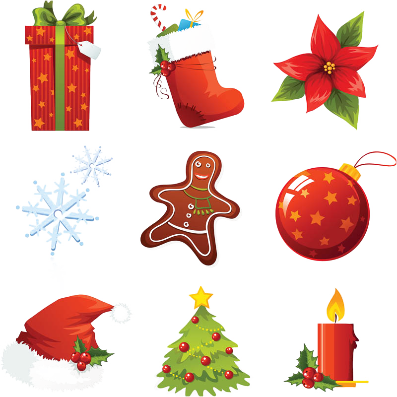 Xmas Elements Png Download Image - Christmas Icon Cartoon Clipart (800x800), Png Download