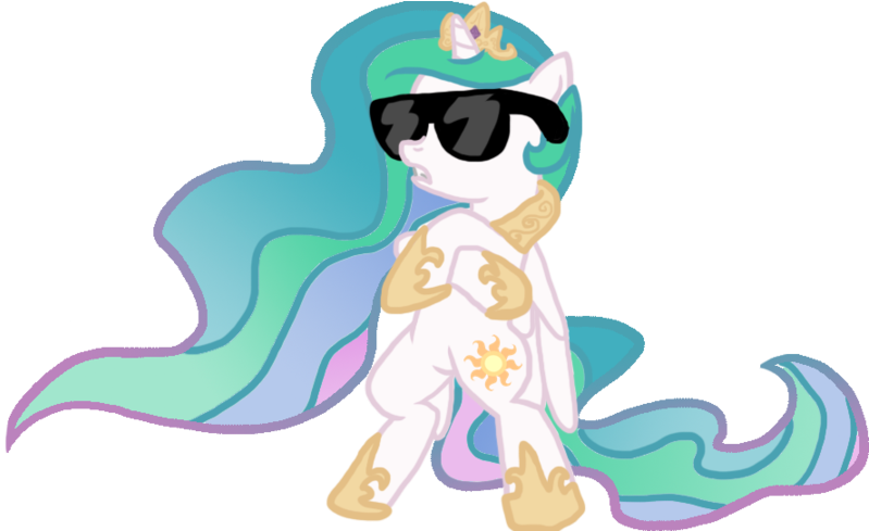 Princess Celestia ☀️ - Mlp Celestia With Sunglasses Clipart (900x488), Png Download