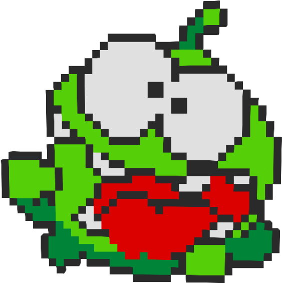 Om Nom From Cut The Rope - Laughing Crying Emoji Pixel Art Clipart (640x640), Png Download