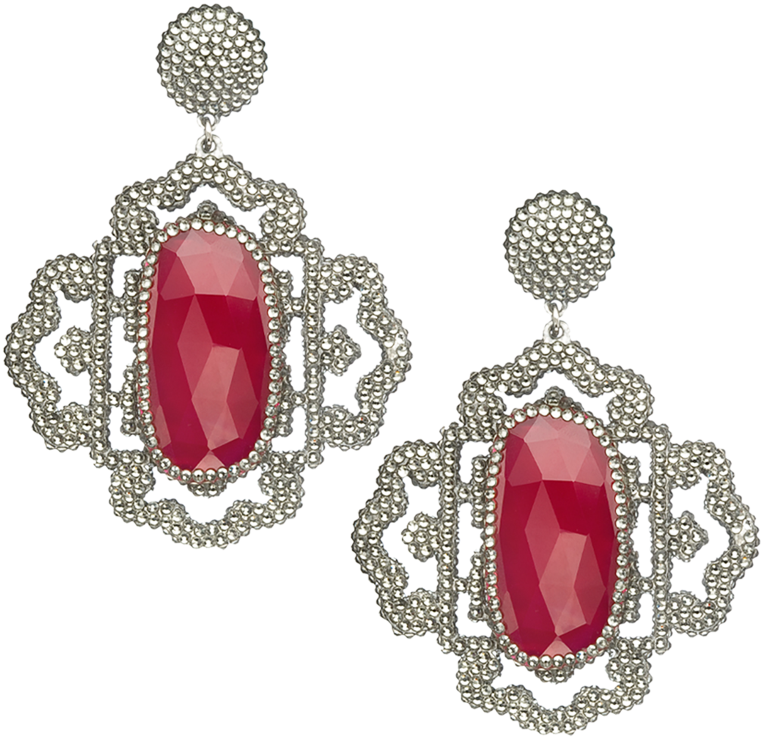 Swarovski Crystal Pave Square Deco Earring With Red - Ruby Clipart (1000x1000), Png Download