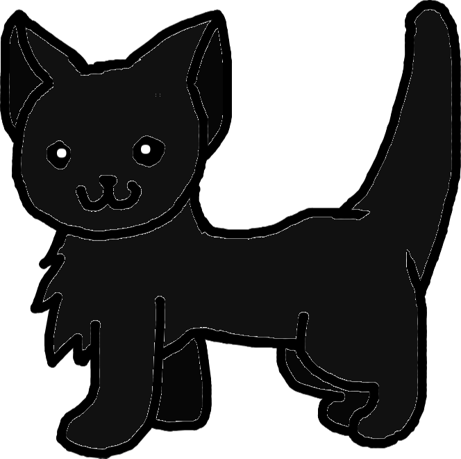 Cat - Black - Cartoon Clipart (664x661), Png Download